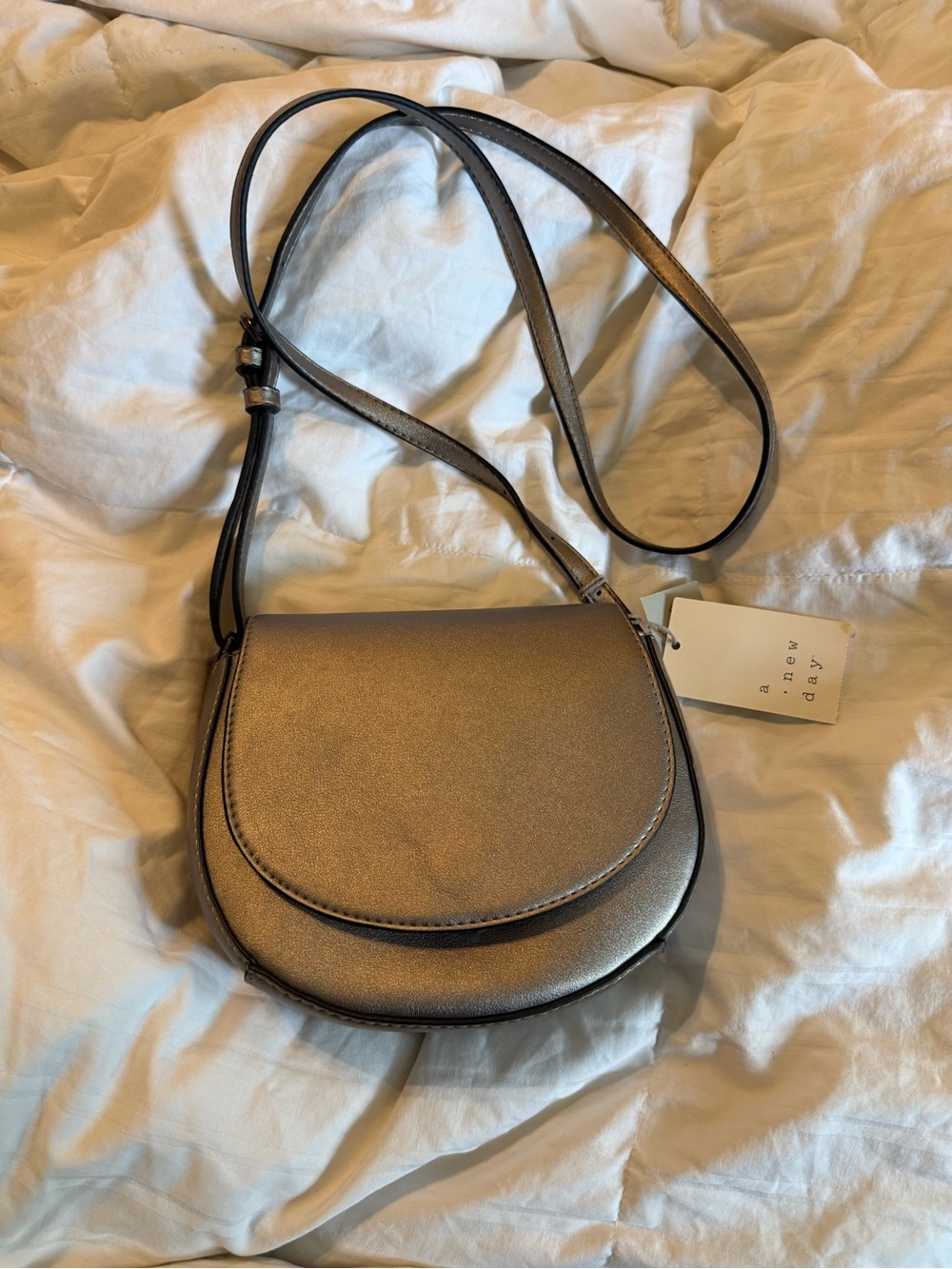 a new day Metallic Bronze Crossbody Saddle Bag